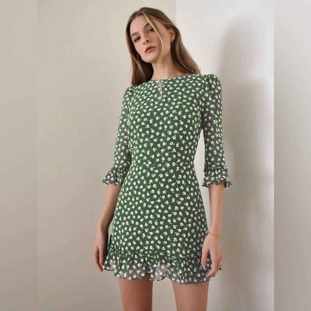 Reformation Doutzen Dress- Green, Floral, Spring